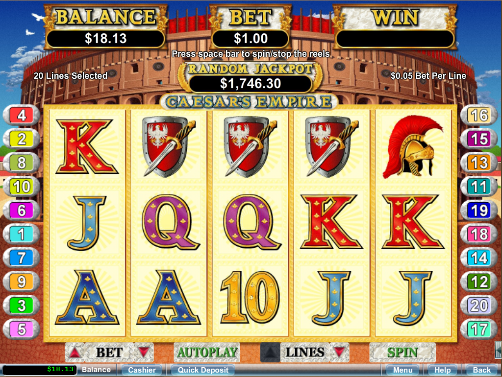 Caesar's Empire pokie at Uptown Aces Casino