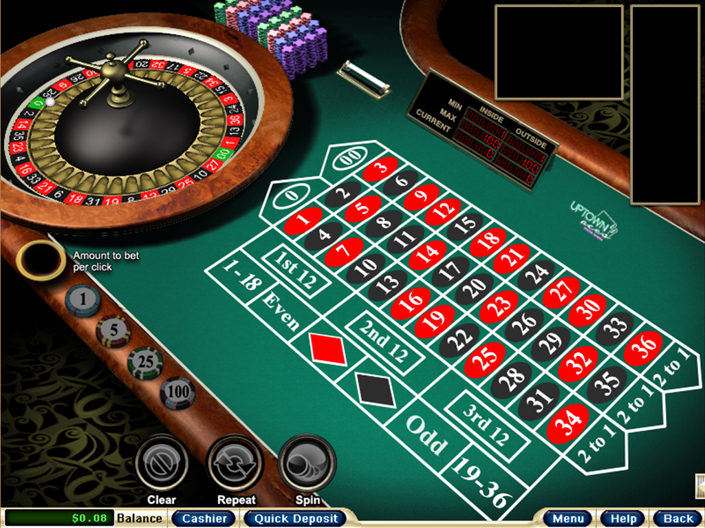 Roulette table at Uptown Aces Casino